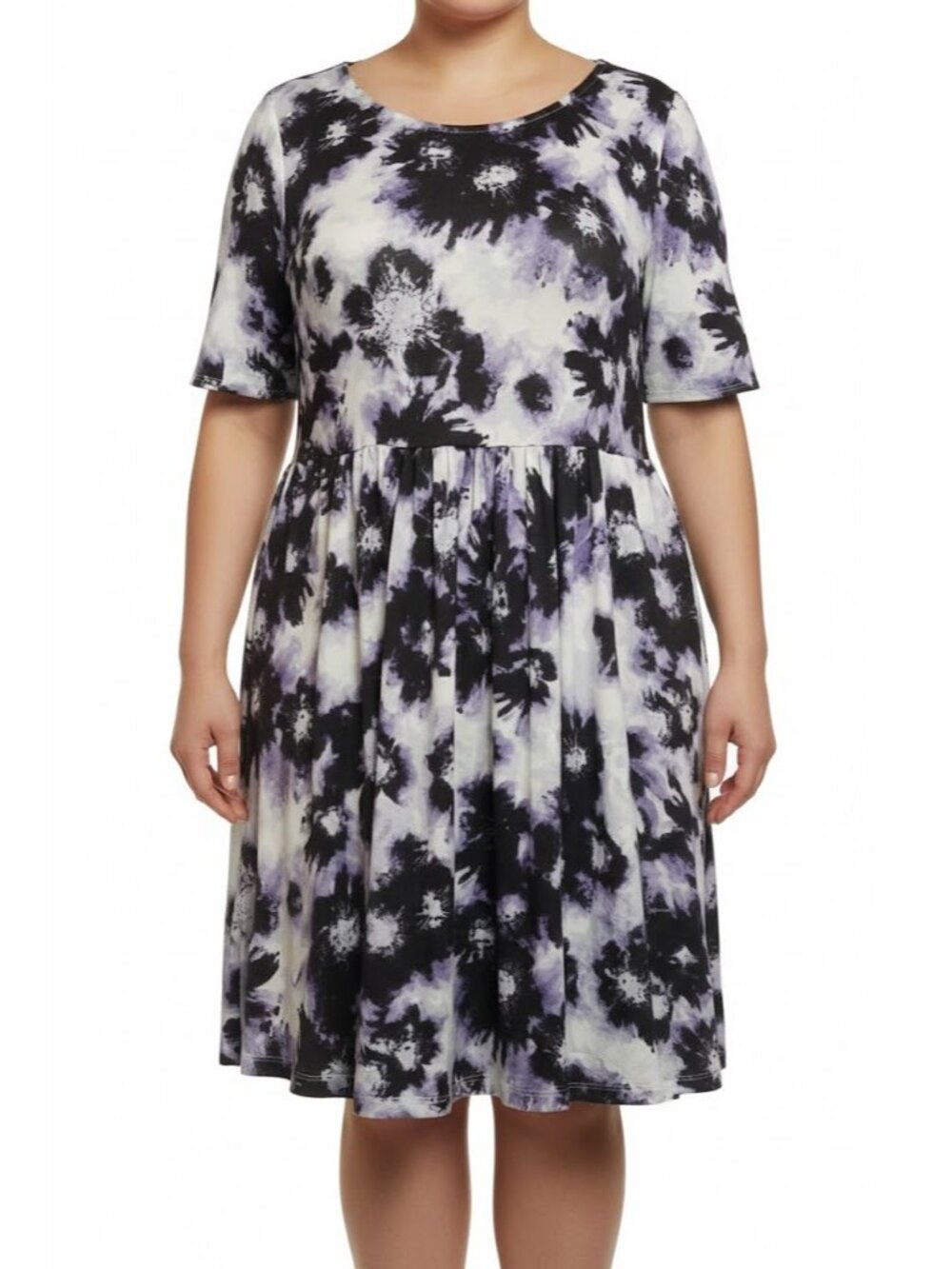 Trixie + LuLu Women's Purple Tie Dye A-Line Pleated Dress Large NWT